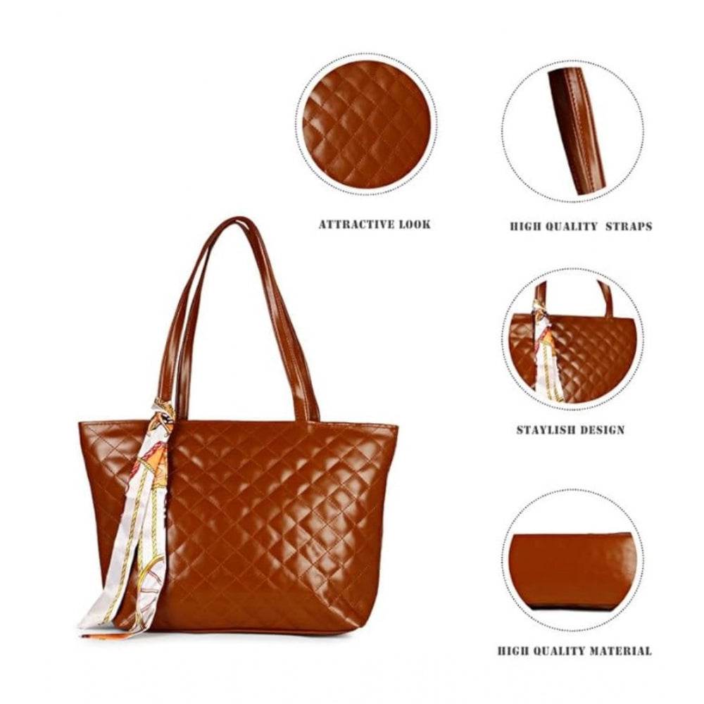 Generic Women's Polyurethane Textured  Shoulder Bag (Dark Brown) - MYLUXURY LANE ENTERPRISE