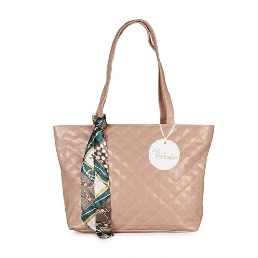 Generic Women's Polyurethane Textured  Shoulder Bag (Peach) - MYLUXURY LANE ENTERPRISE
