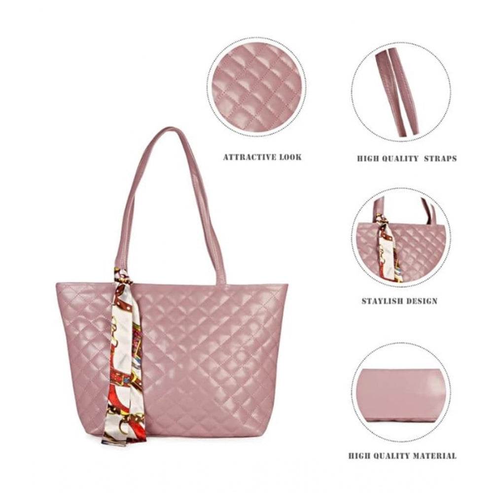 Generic Women's Polyurethane Textured  Shoulder Bag (Blush Pink) - MYLUXURY LANE ENTERPRISE