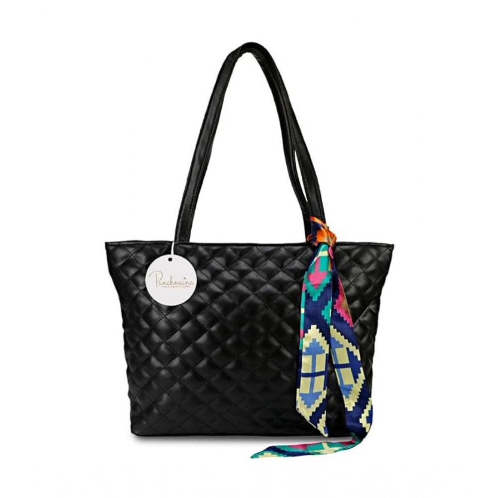 Generic Women's Polyurethane Textured  Shoulder Bag (Black) - MYLUXURY LANE ENTERPRISE