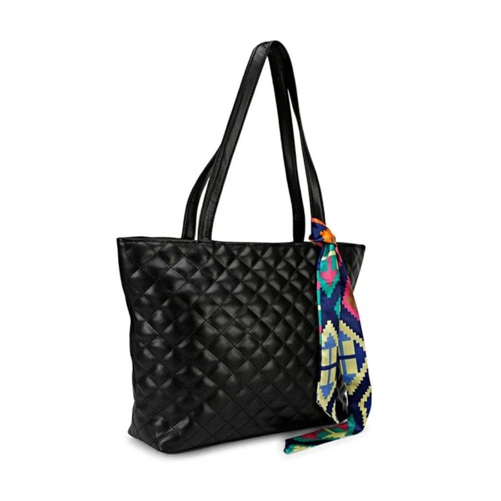 Generic Women's Polyurethane Textured  Shoulder Bag (Black) - MYLUXURY LANE ENTERPRISE