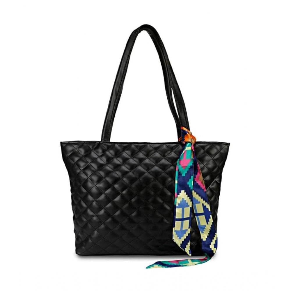 Generic Women's Polyurethane Textured  Shoulder Bag (Black) - MYLUXURY LANE ENTERPRISE