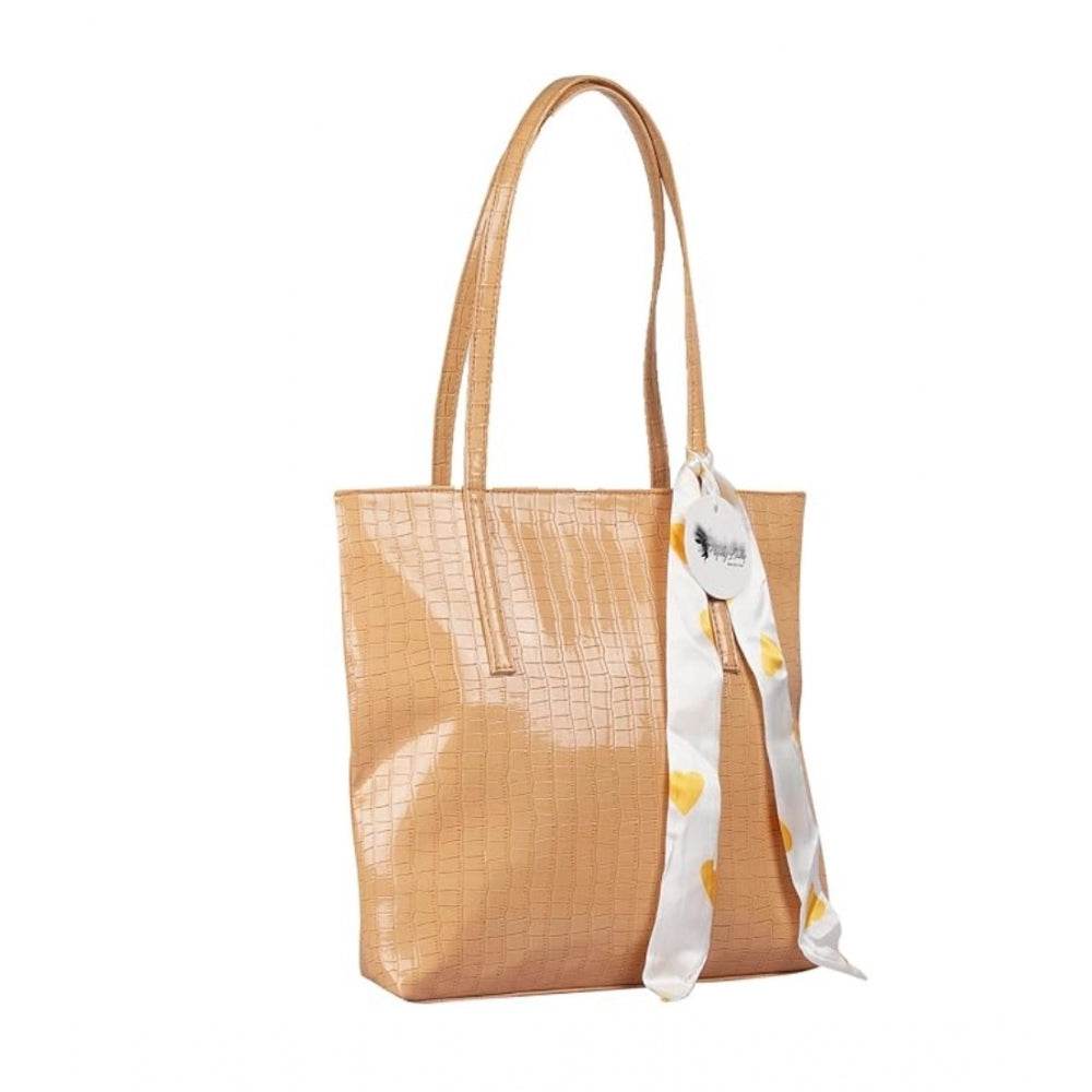 Generic Women's Polyurethane Textured, Croc Shoulder Bag (Yellow) - MYLUXURY LANE ENTERPRISE
