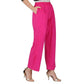 Generic Women's Casual Cotton Cambric Solid Elastic Palazzo Trousers (Pink) - MYLUXURY LANE ENTERPRISE