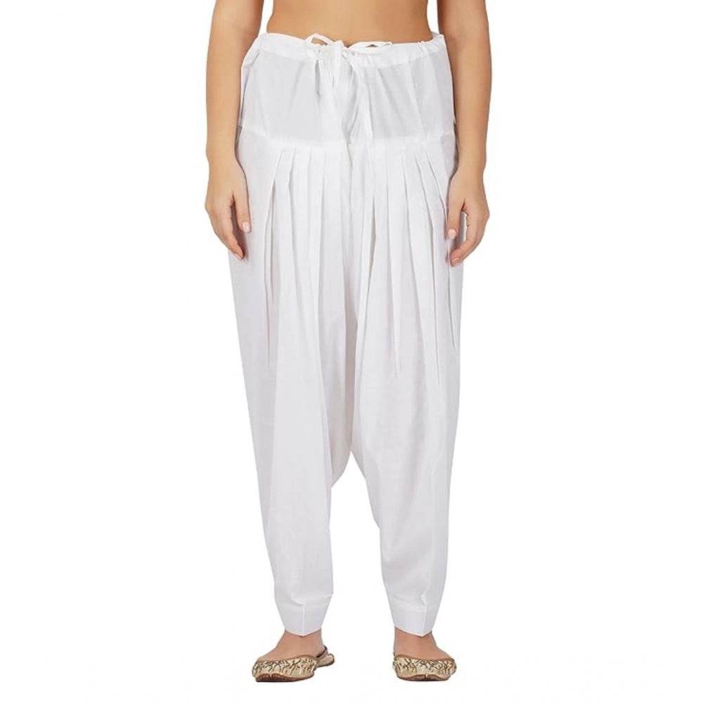 Generic Women's Casual Cotton Cambric Solid Drawstring Bottomwear (White) - MYLUXURY LANE ENTERPRISE