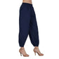 Generic Women's Casual Cotton Cambric Solid Elastic Waist Patiala Harem Pants (Navy Blue) - MYLUXURY LANE ENTERPRISE