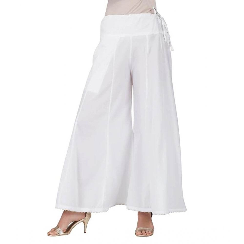 Generic Women's Casual Cotton Solid Palazzo (White) - MYLUXURY LANE ENTERPRISE