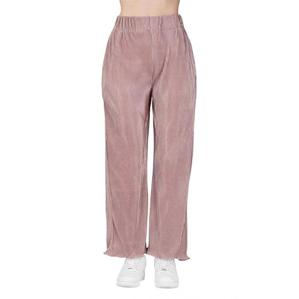 Generic Women's Casual Cotton Blend Striped Bottomwear (Pink) - MYLUXURY LANE ENTERPRISE