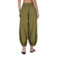 Generic Women's Casual Cotton Cambric Solid Elastic Waist Patiala Harem Pants (Green) - MYLUXURY LANE ENTERPRISE