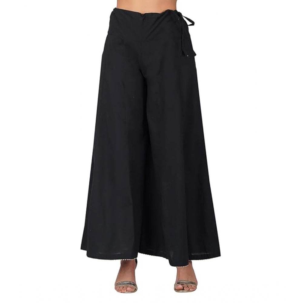 Generic Women's Casual Cotton Solid Palazzo (Black) - MYLUXURY LANE ENTERPRISE