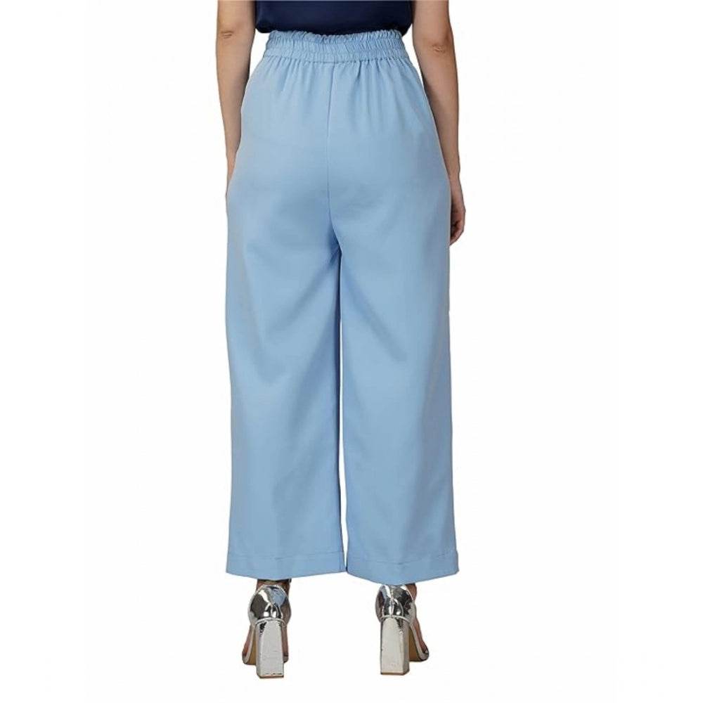 Generic Women's Casual Cotton Solid Pants (Sky Blue) - MYLUXURY LANE ENTERPRISE