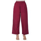 Generic Women's Casual Cotton Cambric Solid Elastic Palazzo Trousers (Maroon) - MYLUXURY LANE ENTERPRISE