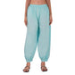 Generic Women's Casual Cotton Cambric Solid Elastic Waist Patiala Harem Pants (Blue) - MYLUXURY LANE ENTERPRISE
