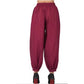 Generic Women's Casual Cotton Cambric Solid Elastic Waist Patiala Harem Pants (Maroon) - MYLUXURY LANE ENTERPRISE