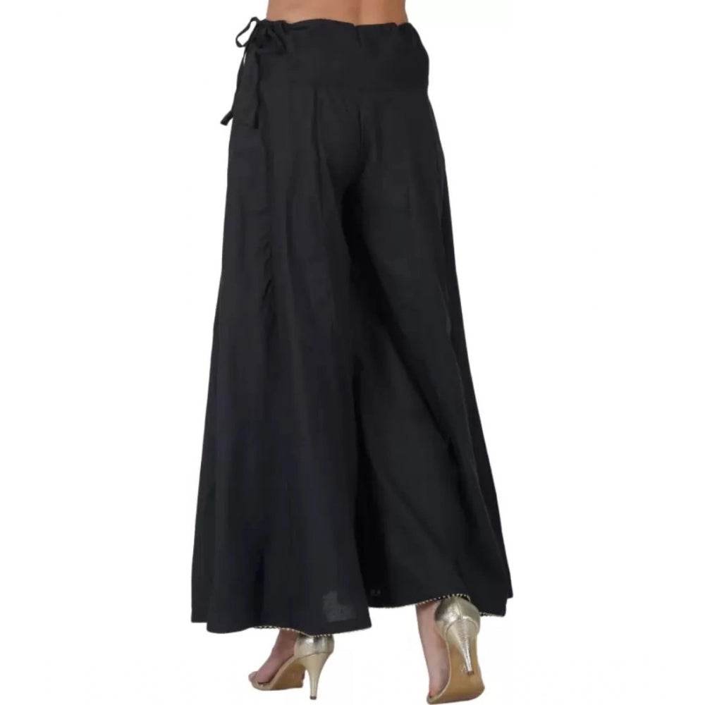 Generic Women's Casual Cotton Solid Palazzo (Black) - MYLUXURY LANE ENTERPRISE
