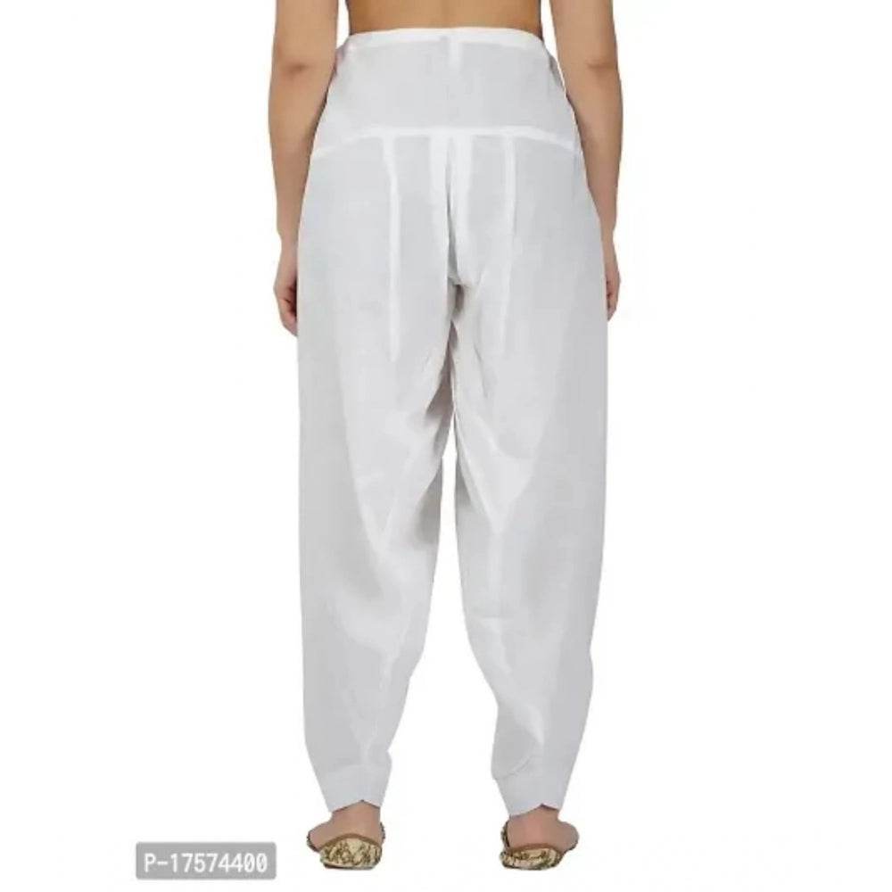 Generic Women's Casual Cotton Cambric Solid Drawstring Bottomwear (White) - MYLUXURY LANE ENTERPRISE
