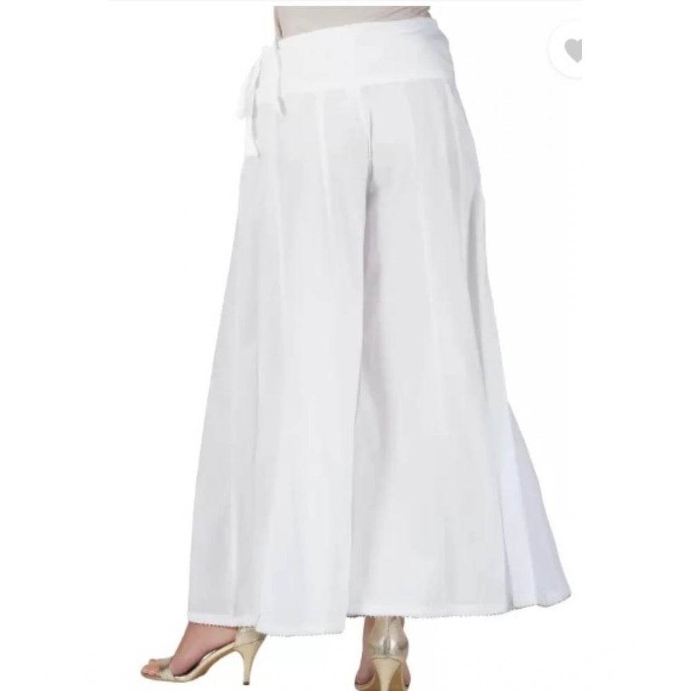 Generic Women's Casual Cotton Solid Palazzo (White) - MYLUXURY LANE ENTERPRISE