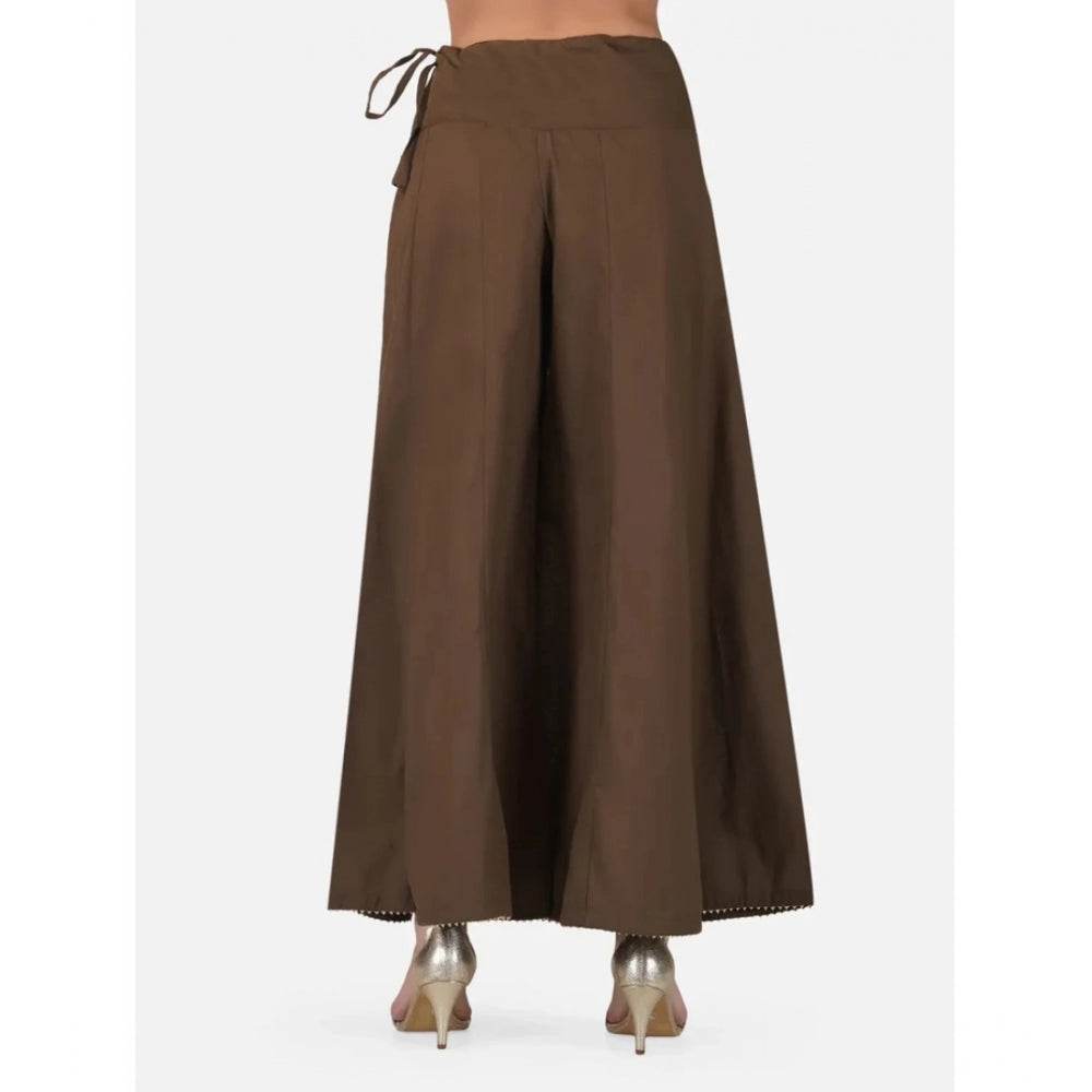 Generic Women's Casual Cotton Solid Palazzo (Brown) - MYLUXURY LANE ENTERPRISE
