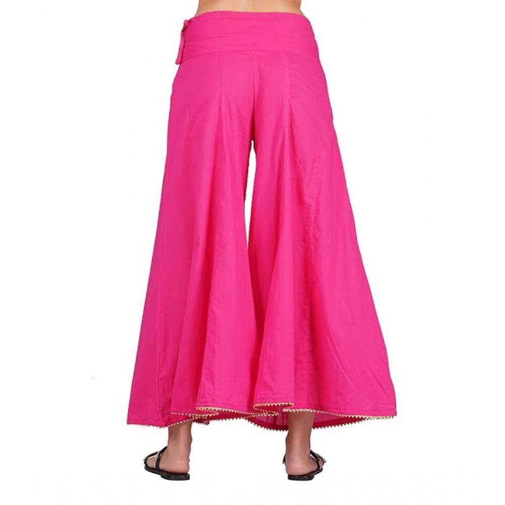 Generic Women's Casual Cotton Solid Palazzo (Pink) - MYLUXURY LANE ENTERPRISE