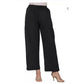 Generic Women's Casual Cotton Cambric Solid Elastic Palazzo Trousers (Black) - MYLUXURY LANE ENTERPRISE