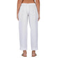 Generic Women's Casual Cotton Flax Solid Adjustable Waist Trouser Pants (White) - MYLUXURY LANE ENTERPRISE