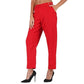 Generic Women's Casual Cotton Flax Solid Adjustable Waist Trouser Pants (Red) - MYLUXURY LANE ENTERPRISE