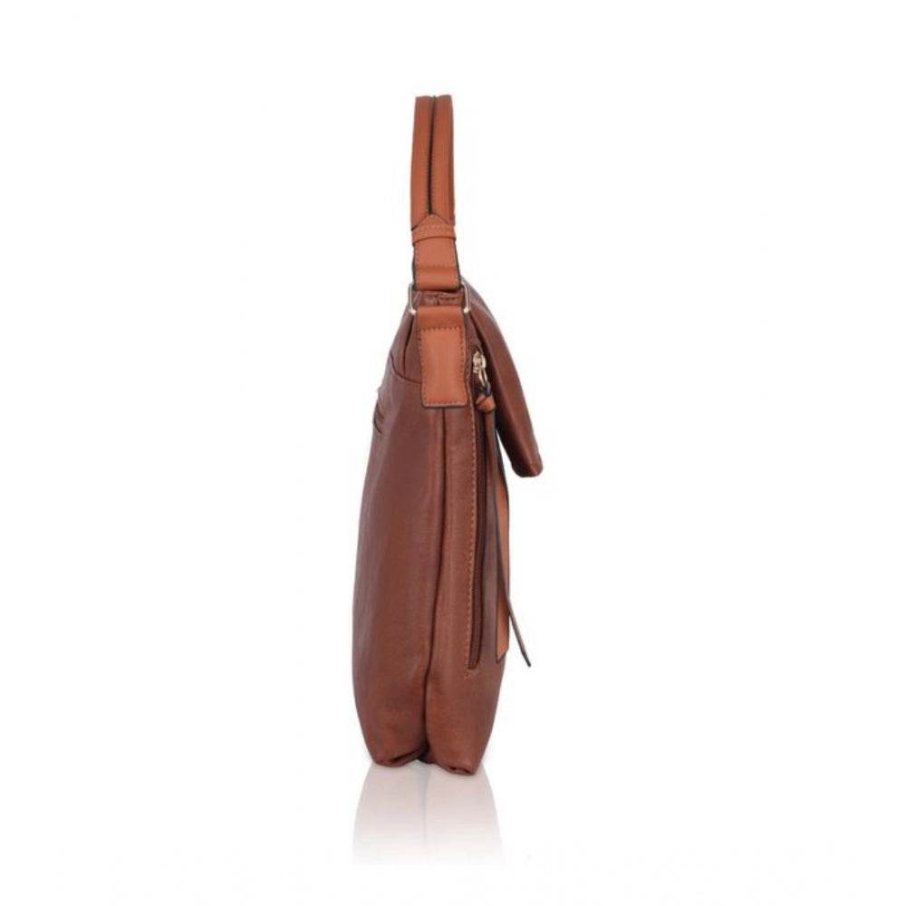 Generic Women's Faux Leather Solid Sling Bag (Brown) - MYLUXURY LANE ENTERPRISE