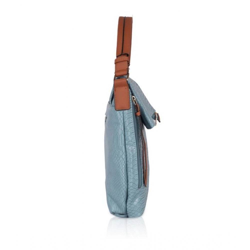 Generic Women's Faux Leather Textured Sling Bag (Blue) - MYLUXURY LANE ENTERPRISE