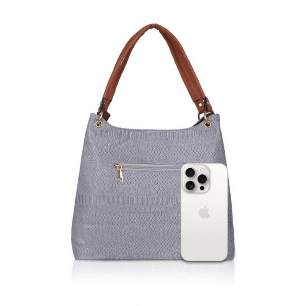 Generic Women's Faux Leather Textured Tote Bag (Blue) - MYLUXURY LANE ENTERPRISE