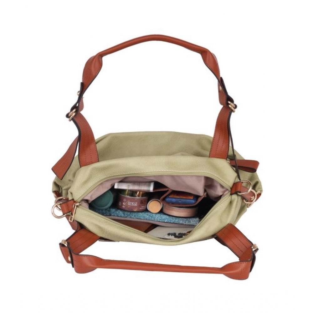Generic Women's Faux Leather Solid Tote Bag (Green) - MYLUXURY LANE ENTERPRISE