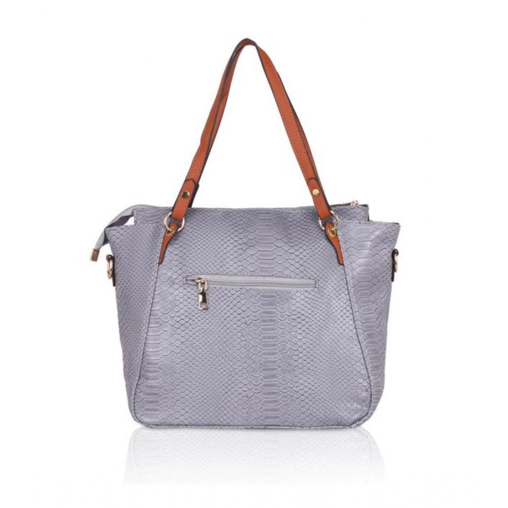 Generic Women's Faux Leather Textured Tote Bag (Grey) - MYLUXURY LANE ENTERPRISE