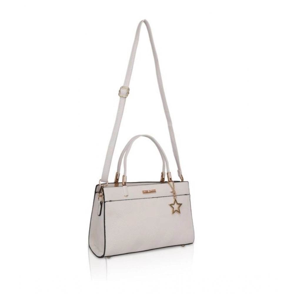 Generic Women's Faux Leather Textured Adjustable Long Belt Handbag (White) - MYLUXURY LANE ENTERPRISE