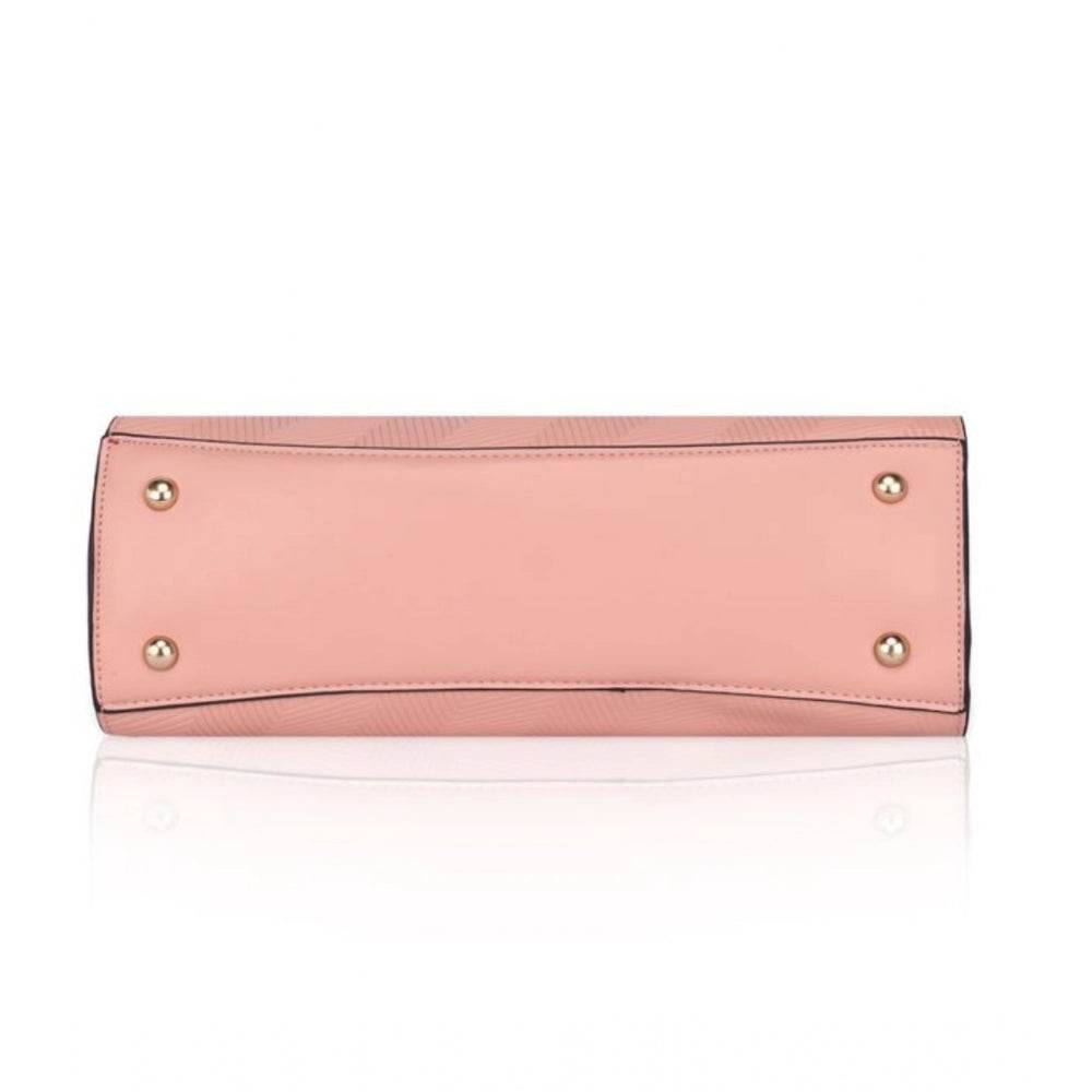 Generic Women's Faux Leather Textured Adjustable Long Belt Handbag (Pink) - MYLUXURY LANE ENTERPRISE