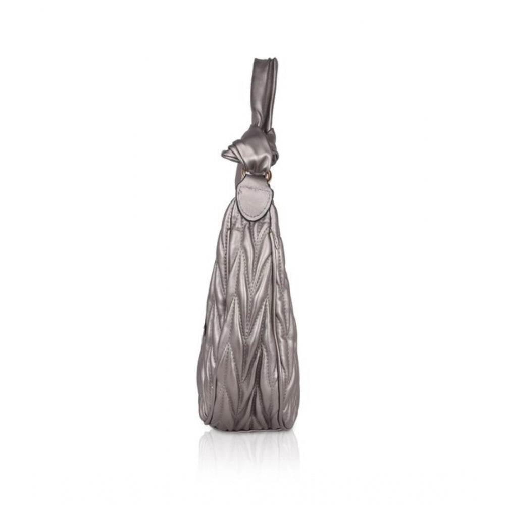 Generic Women's Faux Leather Textured Handbag (Silver Grey) - MYLUXURY LANE ENTERPRISE