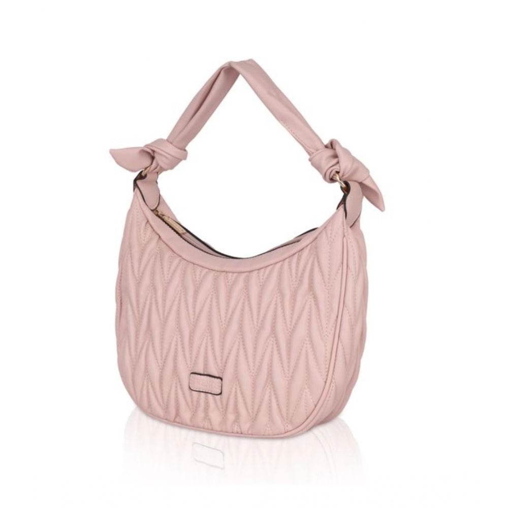 Generic Women's Faux Leather Textured Handbag (Pink) - MYLUXURY LANE ENTERPRISE