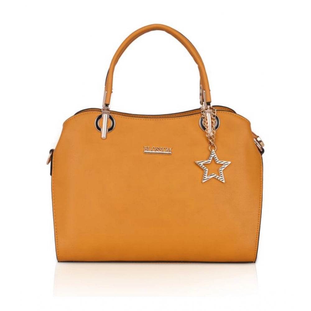 Generic Women's Faux Leather Solid Handbag (Yellow) - MYLUXURY LANE ENTERPRISE