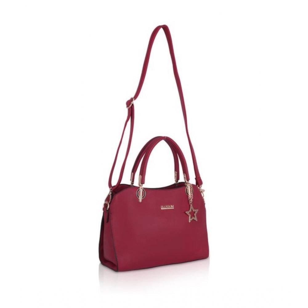 Generic Women's Faux Leather Solid Handbag (Maroon) - MYLUXURY LANE ENTERPRISE