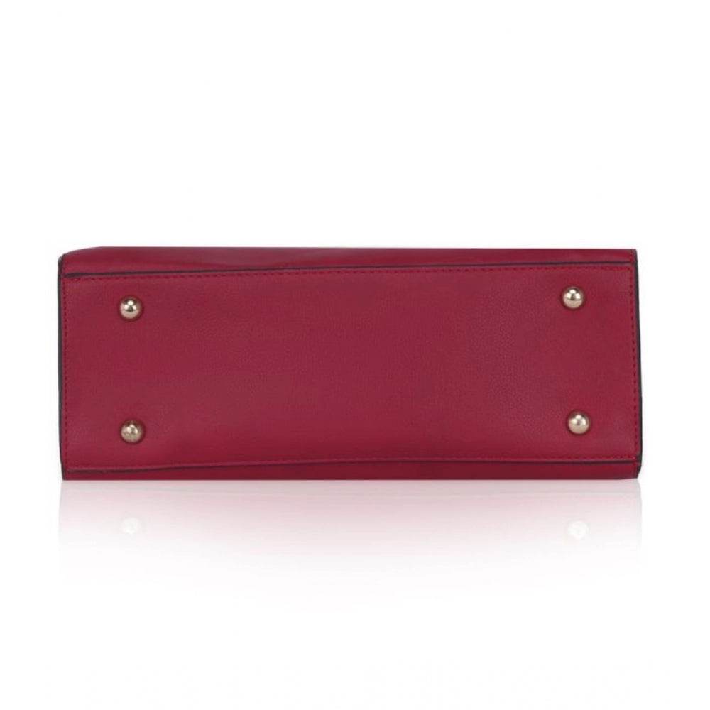 Generic Women's Faux Leather Solid Handbag (Maroon) - MYLUXURY LANE ENTERPRISE