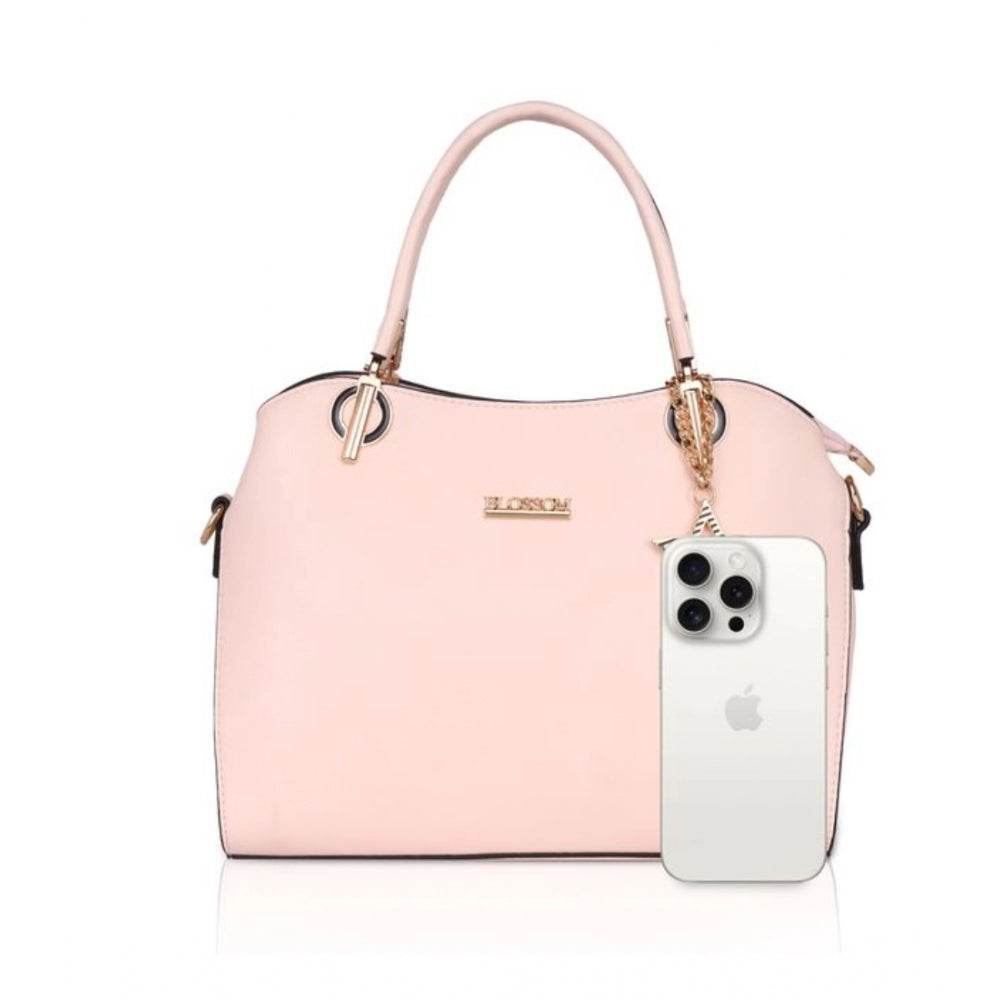 Generic Women's Faux Leather Solid Handbag (Pink) - MYLUXURY LANE ENTERPRISE