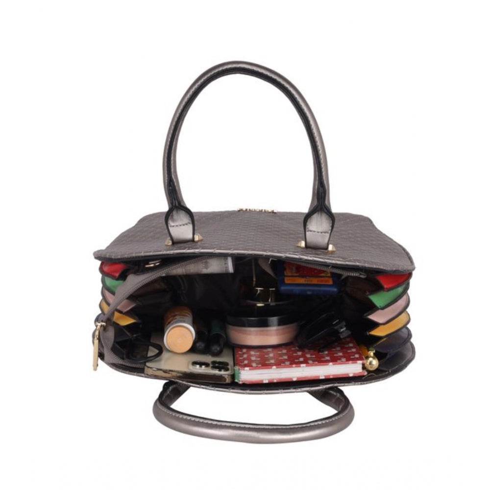 Generic Women's Faux Leather Printed Adjustable Long Belt Handbag (Silver Grey) - MYLUXURY LANE ENTERPRISE