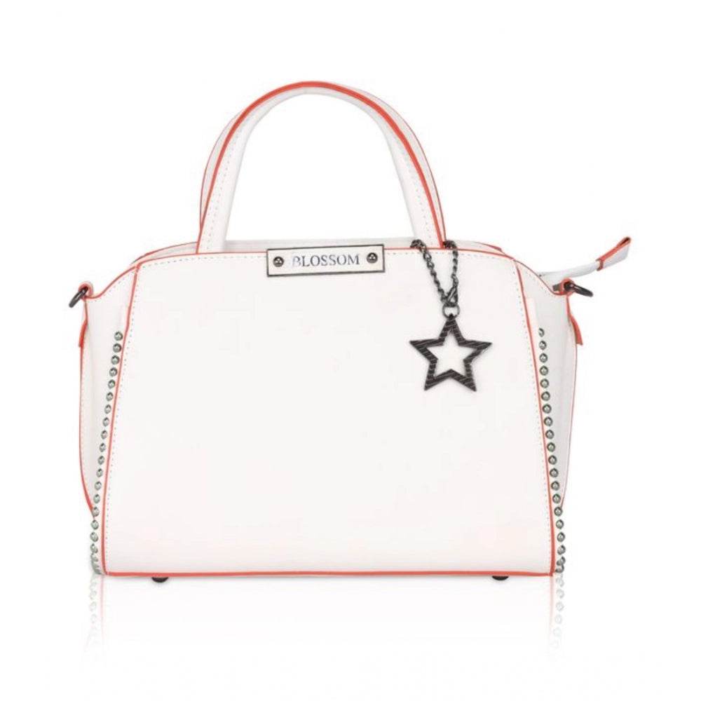 Generic Women's Faux Leather Metal Beads Handbag (White) - MYLUXURY LANE ENTERPRISE