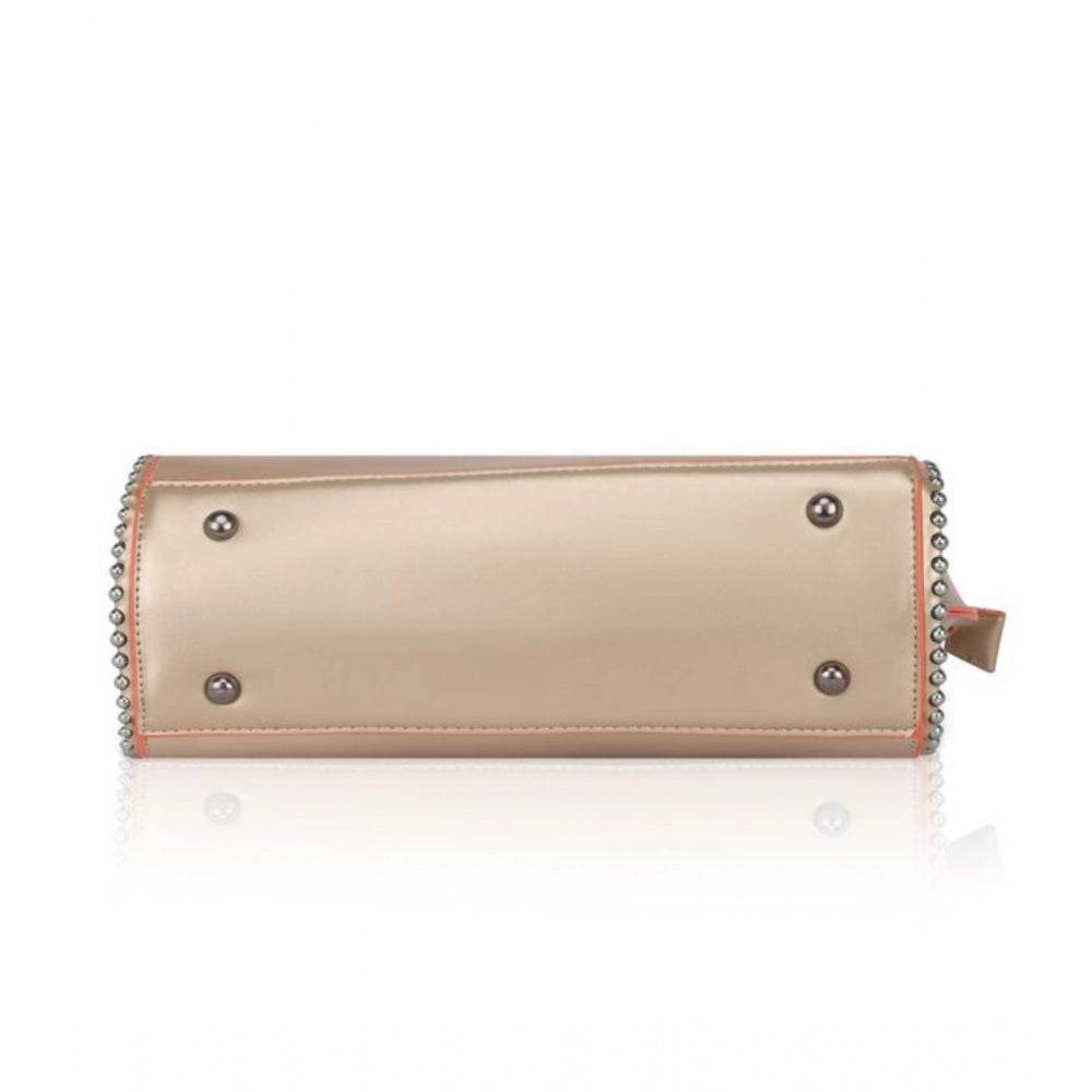 Generic Women's Faux Leather Metal Beads Handbag (Gold) - MYLUXURY LANE ENTERPRISE