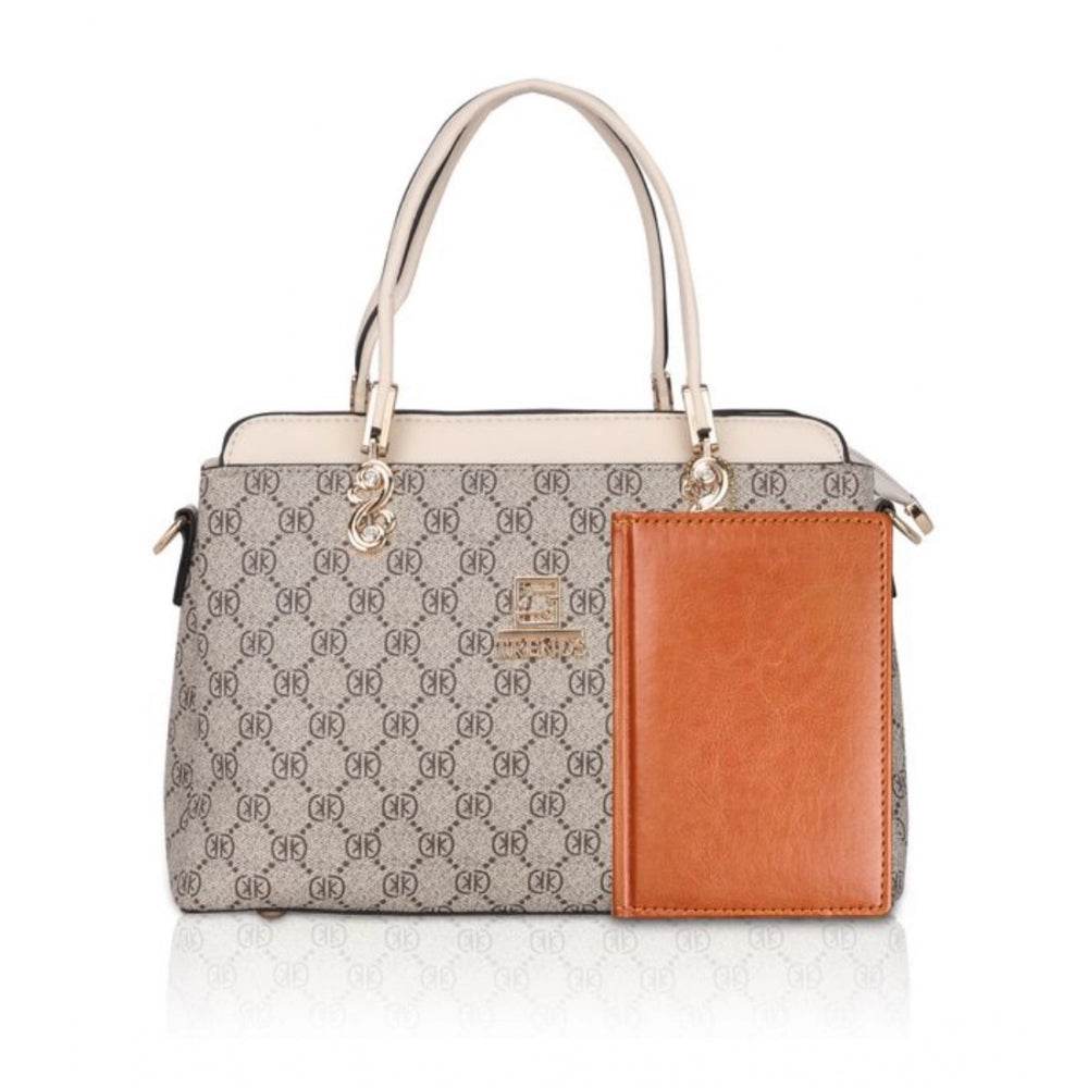 Generic Women's Faux Leather Printed Handbag (Beige) - MYLUXURY LANE ENTERPRISE