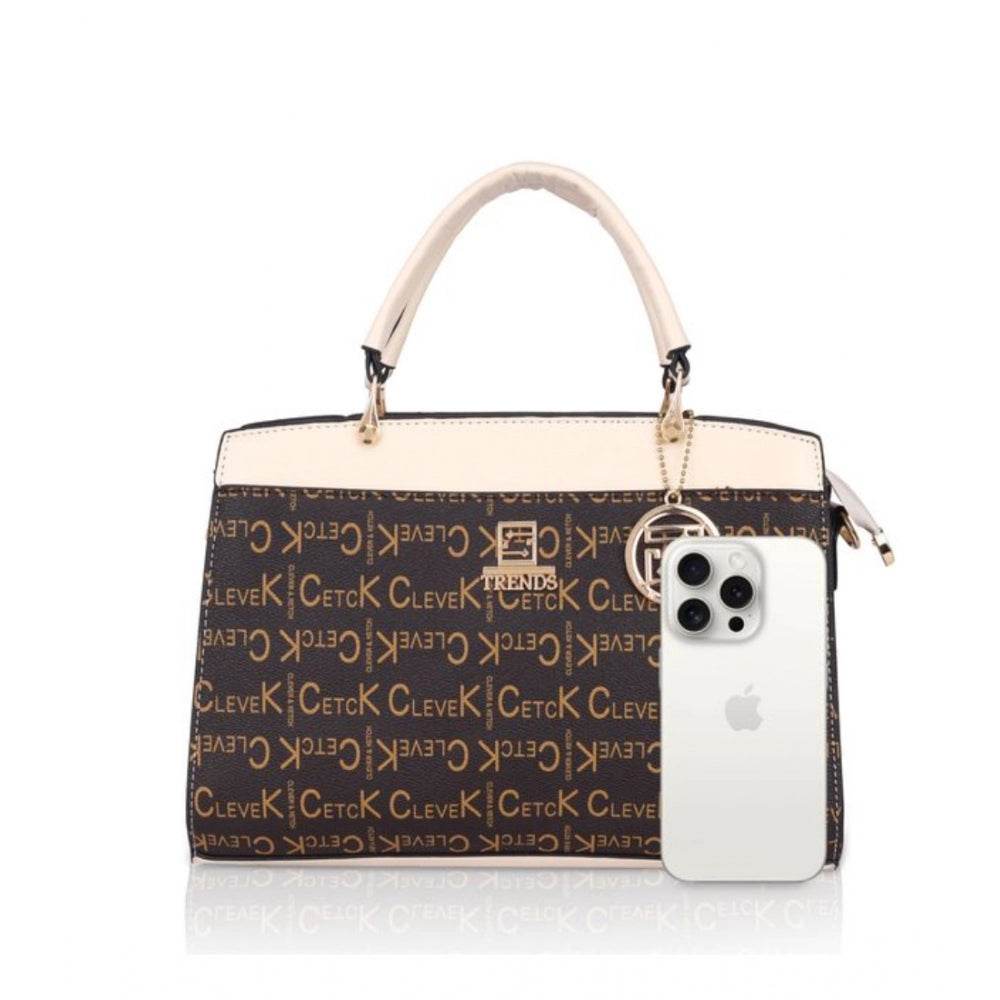 Generic Women's Faux Leather Printed Handbag (Beige) - MYLUXURY LANE ENTERPRISE