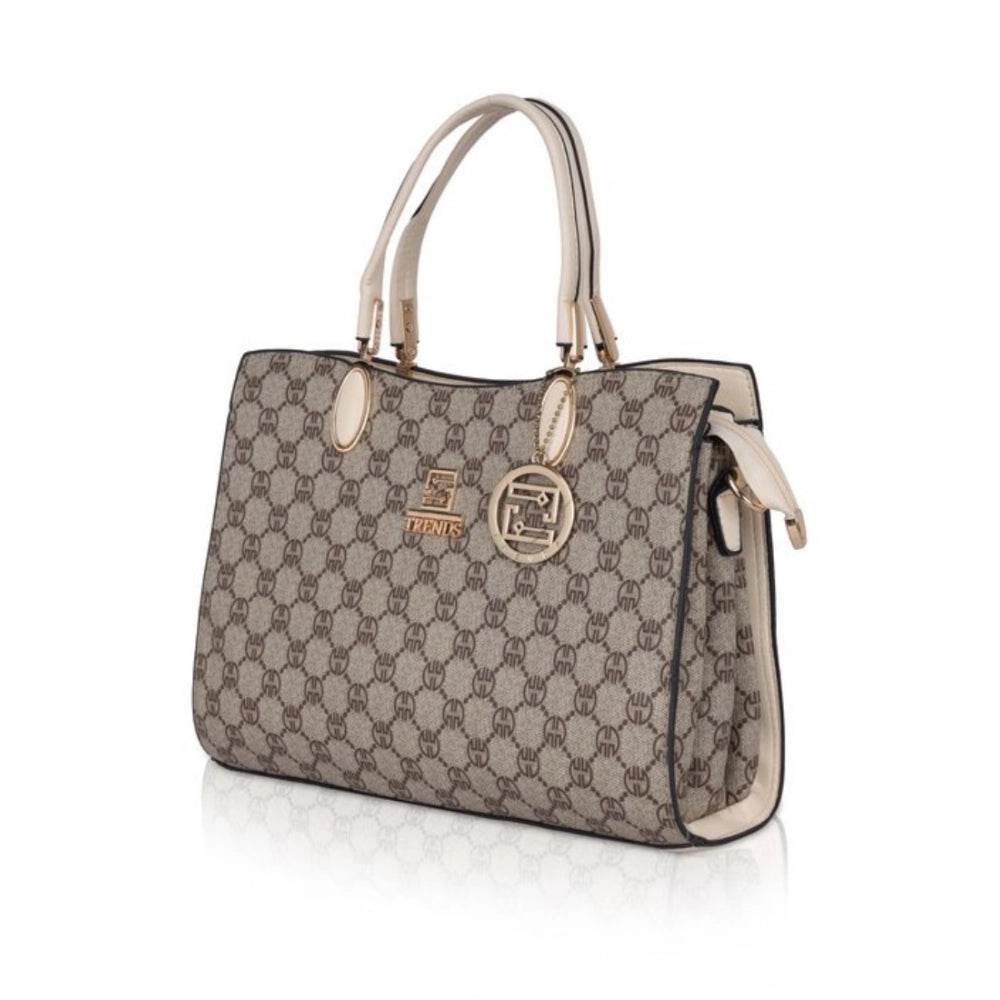 Generic Women's Faux Leather Printed Handbag (Beige) - MYLUXURY LANE ENTERPRISE
