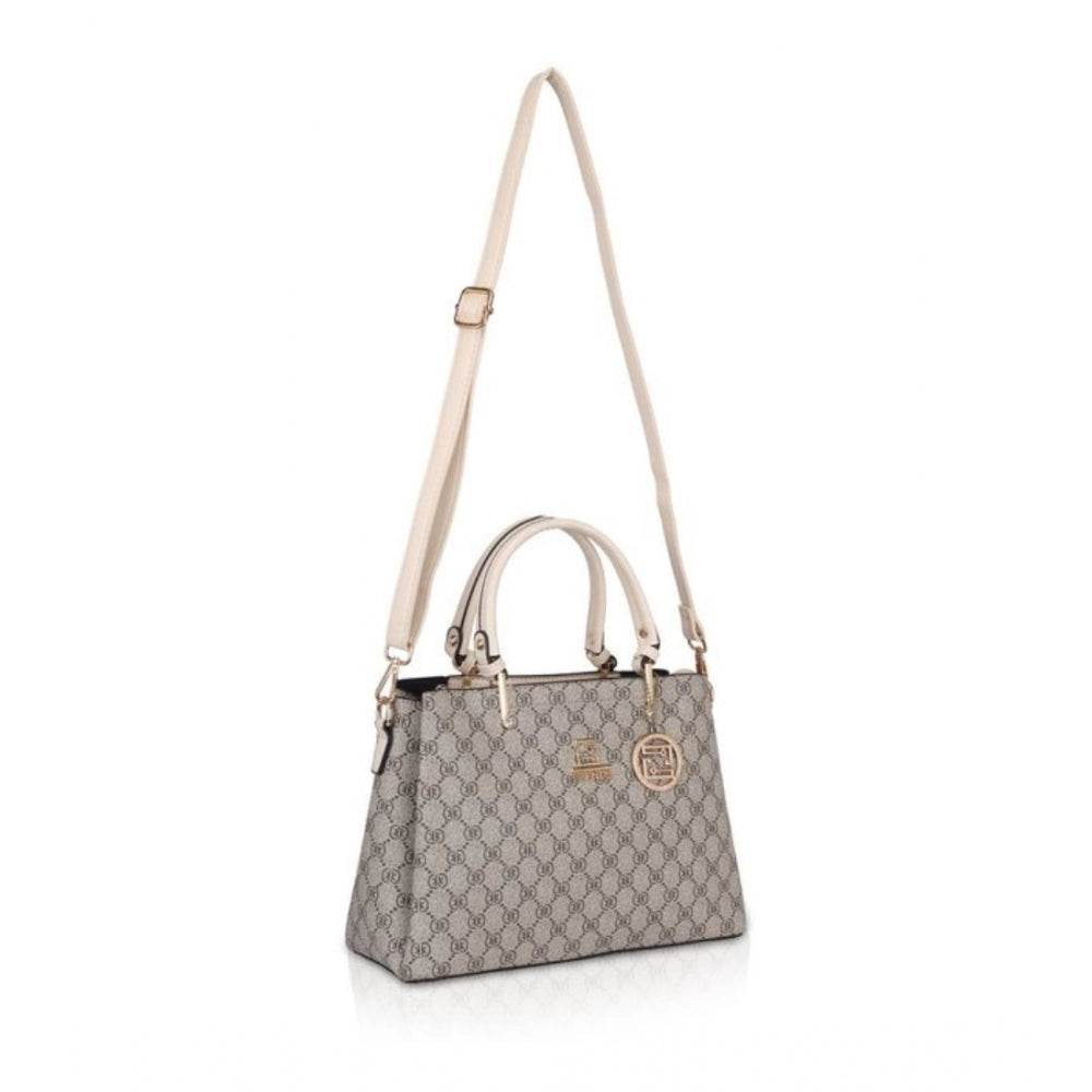 Generic Women's Faux Leather Printed Handbag (Beige) - MYLUXURY LANE ENTERPRISE