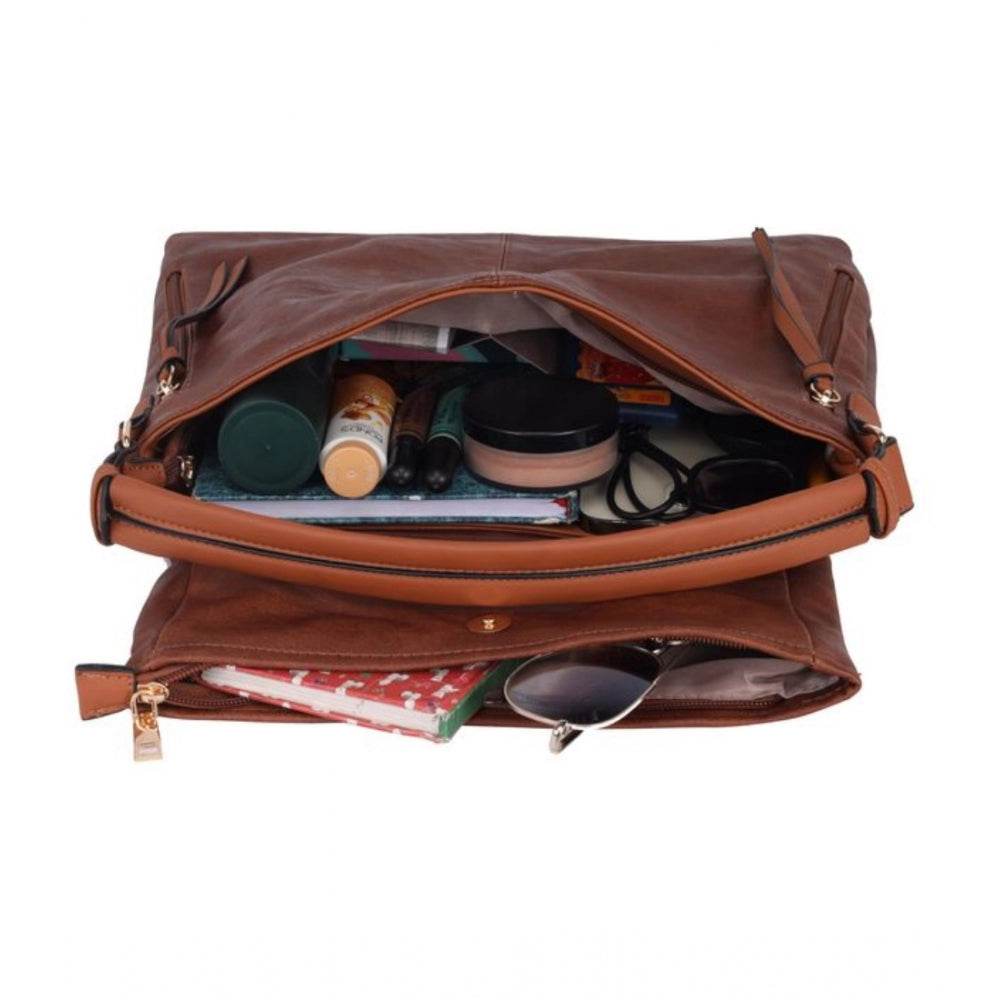 Generic Women's Faux Leather Solid Sling Bag (Brown) - MYLUXURY LANE ENTERPRISE