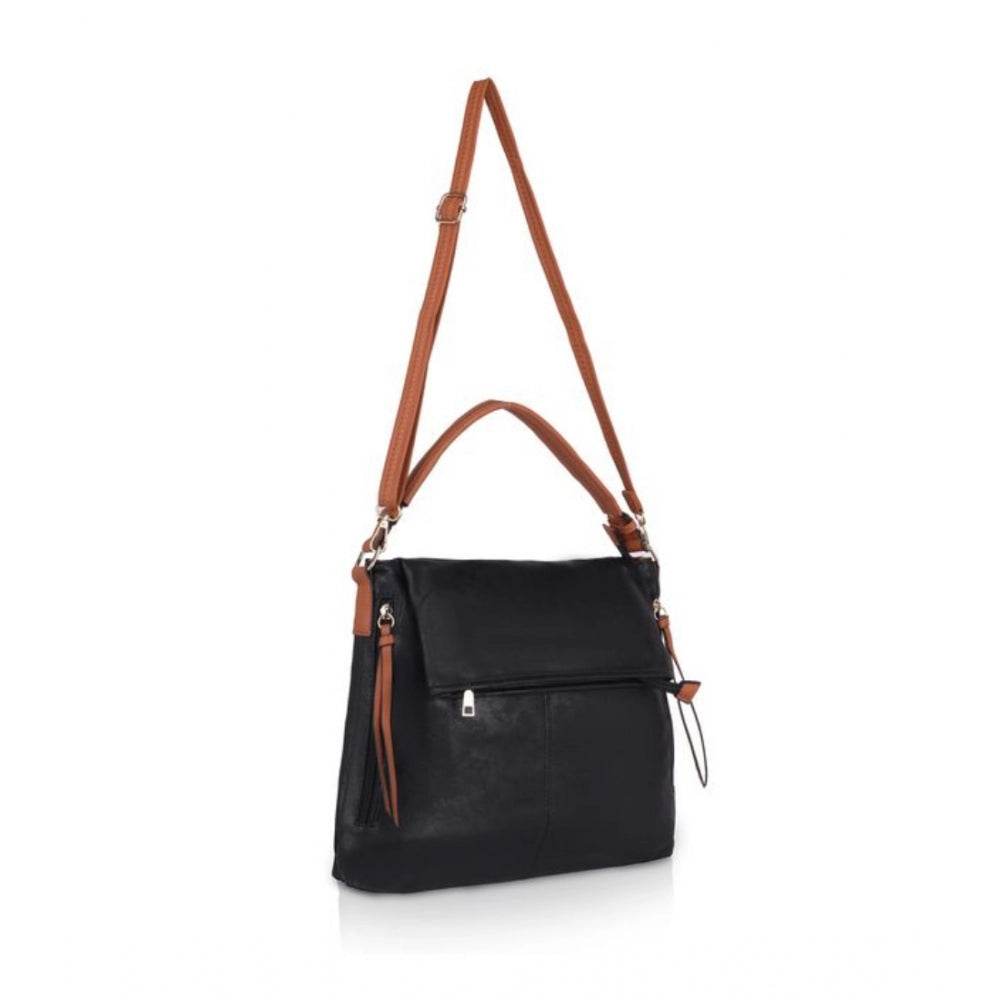 Generic Women's Faux Leather Solid Sling Bag (Black) - MYLUXURY LANE ENTERPRISE