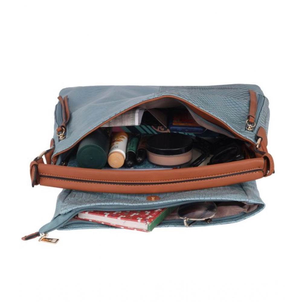 Generic Women's Faux Leather Textured Sling Bag (Blue) - MYLUXURY LANE ENTERPRISE