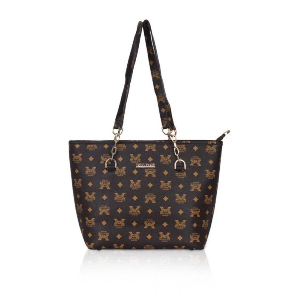 Generic Women's Faux Leather Printed Tote Bag (Brown) - MYLUXURY LANE ENTERPRISE